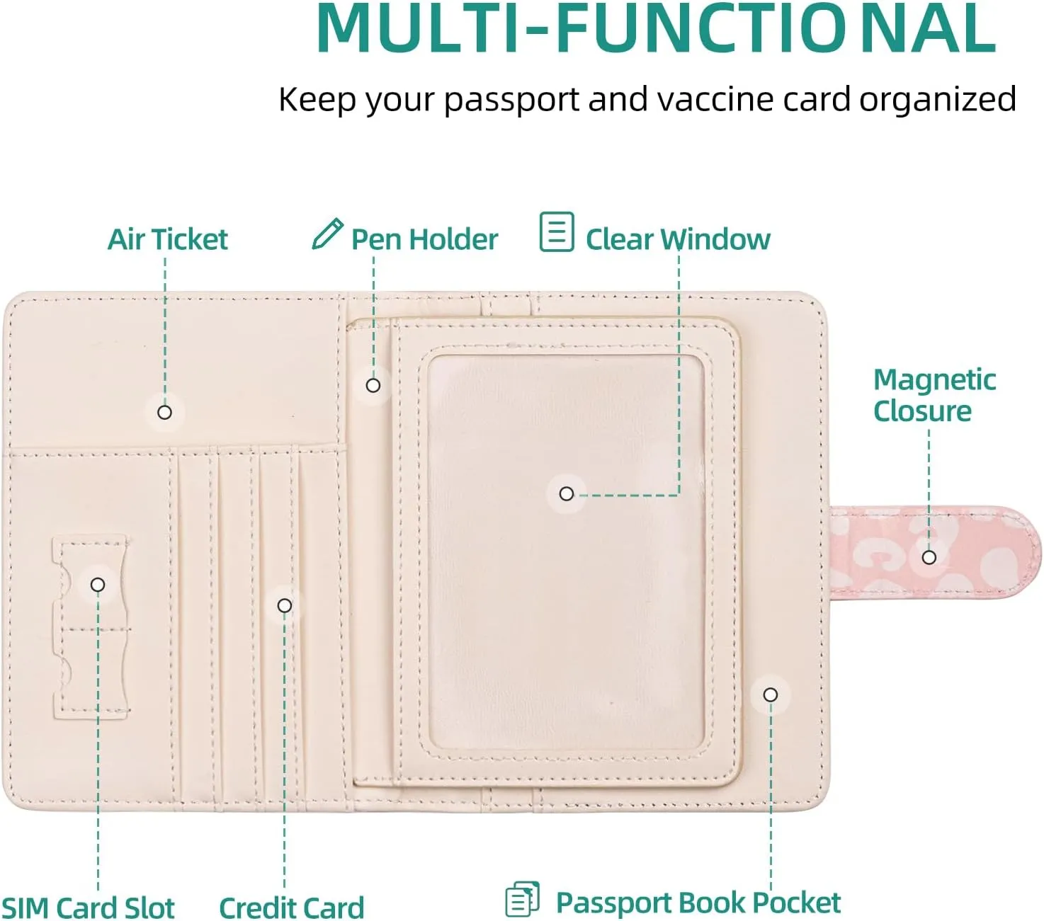 passport holder, passport cover, vaccine card holder, waterproof leather travel wallet with rfid blocking for men/women