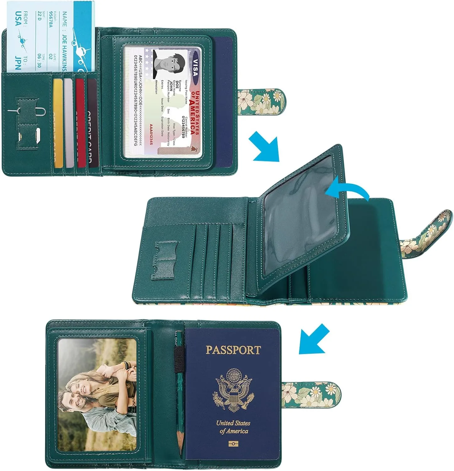 passport holder, passport cover, vaccine card holder, waterproof leather travel wallet with rfid blocking for men/women