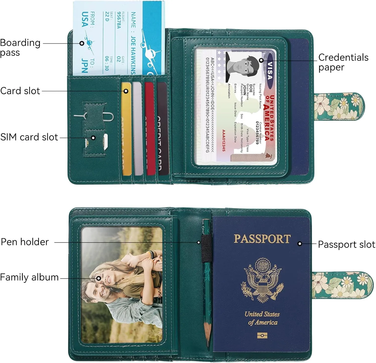 passport holder, passport cover, vaccine card holder, waterproof leather travel wallet with rfid blocking for men/women