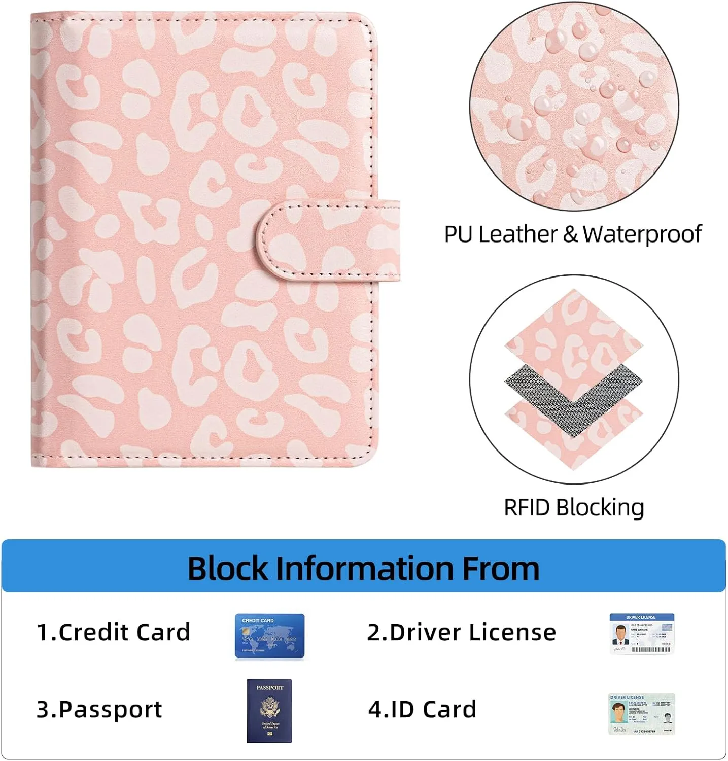 passport holder, passport cover, vaccine card holder, waterproof leather travel wallet with rfid blocking for men/women