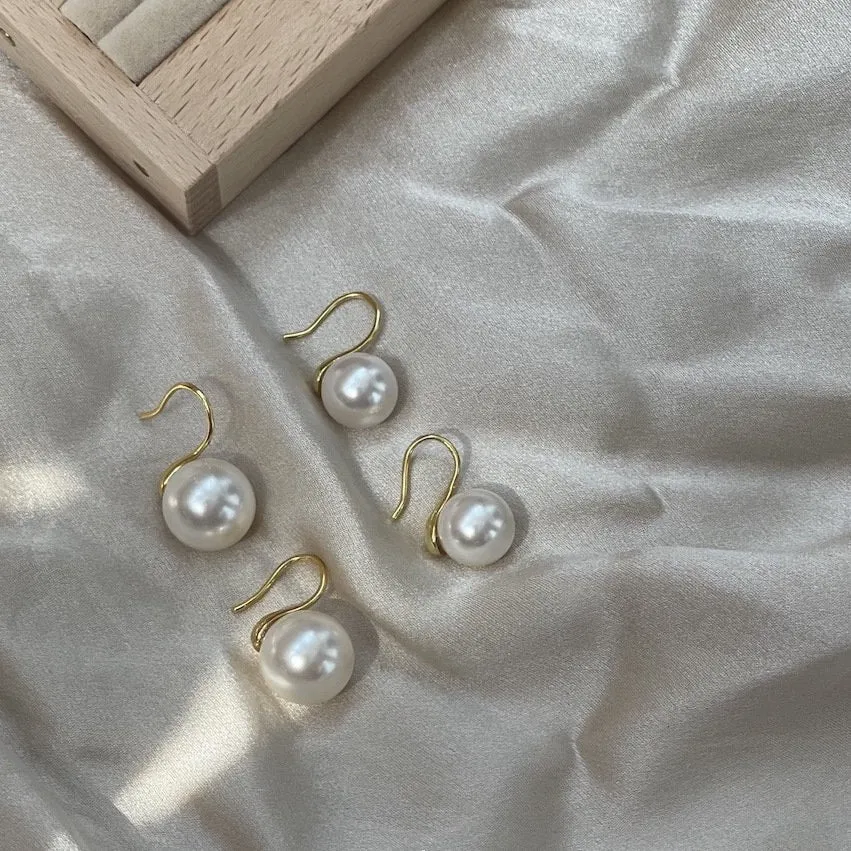 Pearl Hook Drop Earrings, Grey Swarovski Pearl Hook Drop, 10mm 12mm Pearl Earrings, Bridal Pearl Hook Drop Earrings, Bridesmaids Bridal Gift