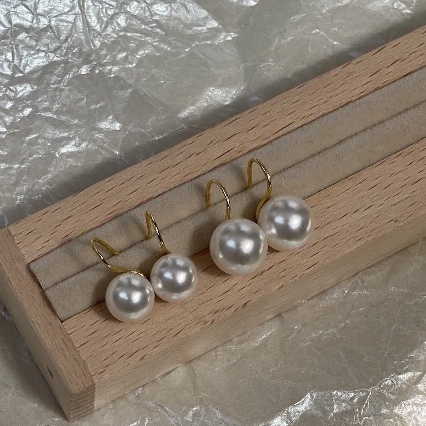 Pearl Hook Drop Earrings, Grey Swarovski Pearl Hook Drop, 10mm 12mm Pearl Earrings, Bridal Pearl Hook Drop Earrings, Bridesmaids Bridal Gift