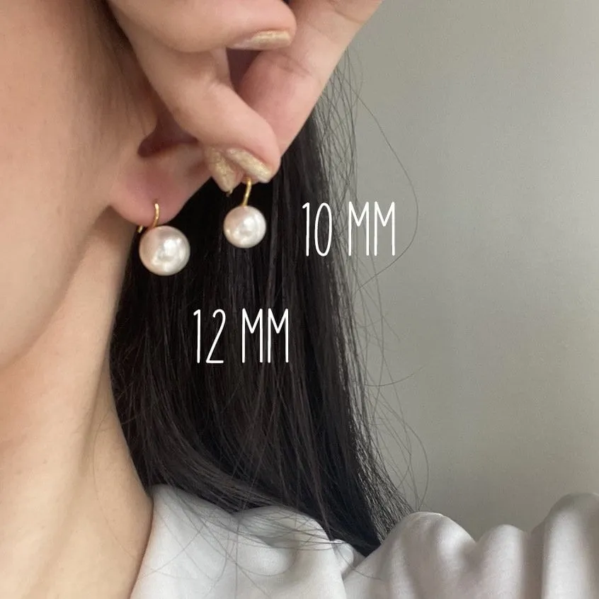 Pearl Hook Drop Earrings, Grey Swarovski Pearl Hook Drop, 10mm 12mm Pearl Earrings, Bridal Pearl Hook Drop Earrings, Bridesmaids Bridal Gift