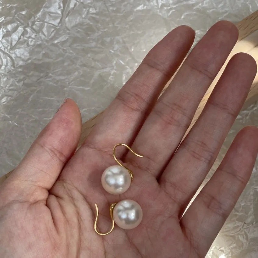 Pearl Hook Drop Earrings, Grey Swarovski Pearl Hook Drop, 10mm 12mm Pearl Earrings, Bridal Pearl Hook Drop Earrings, Bridesmaids Bridal Gift