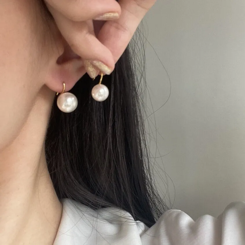 Pearl Hook Drop Earrings, Grey Swarovski Pearl Hook Drop, 10mm 12mm Pearl Earrings, Bridal Pearl Hook Drop Earrings, Bridesmaids Bridal Gift