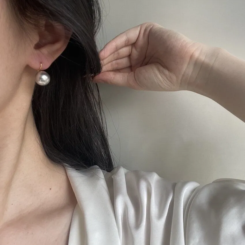 Pearl Hook Drop Earrings, Grey Swarovski Pearl Hook Drop, 10mm 12mm Pearl Earrings, Bridal Pearl Hook Drop Earrings, Bridesmaids Bridal Gift