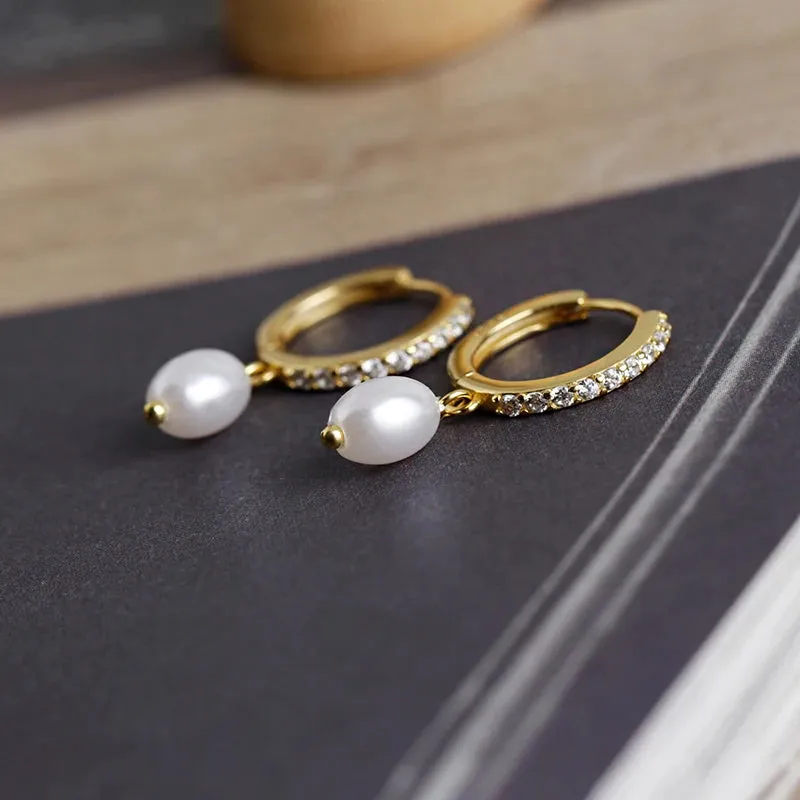 Pearl Pendant Drop Earrings