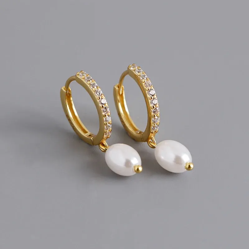 Pearl Pendant Drop Earrings