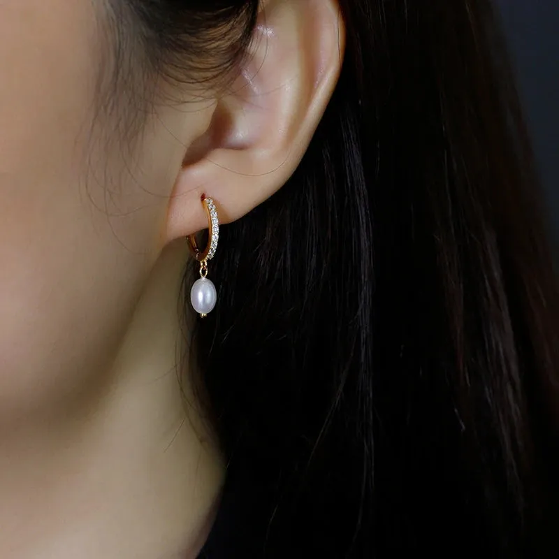 Pearl Pendant Drop Earrings
