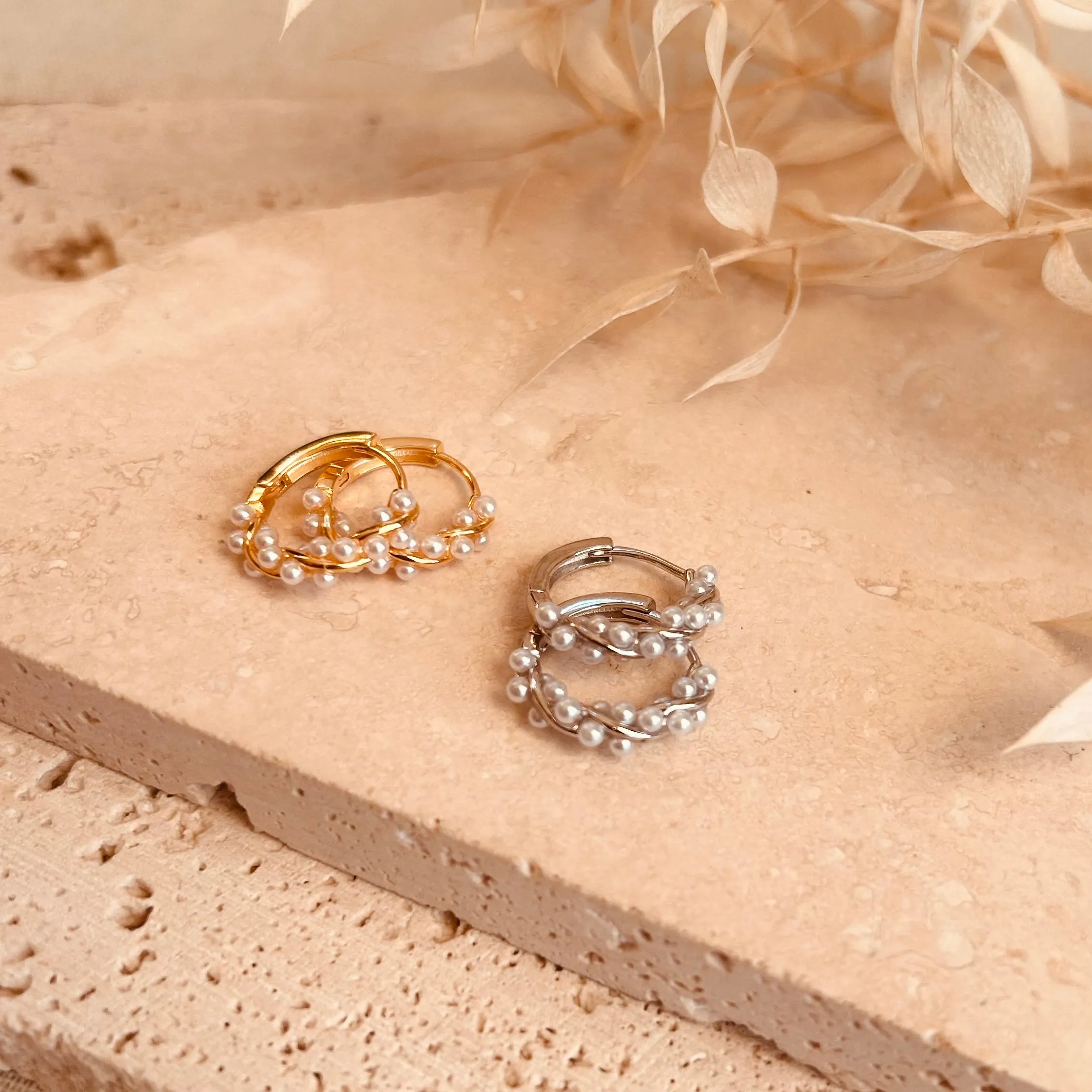 Pearl Twist Hoops