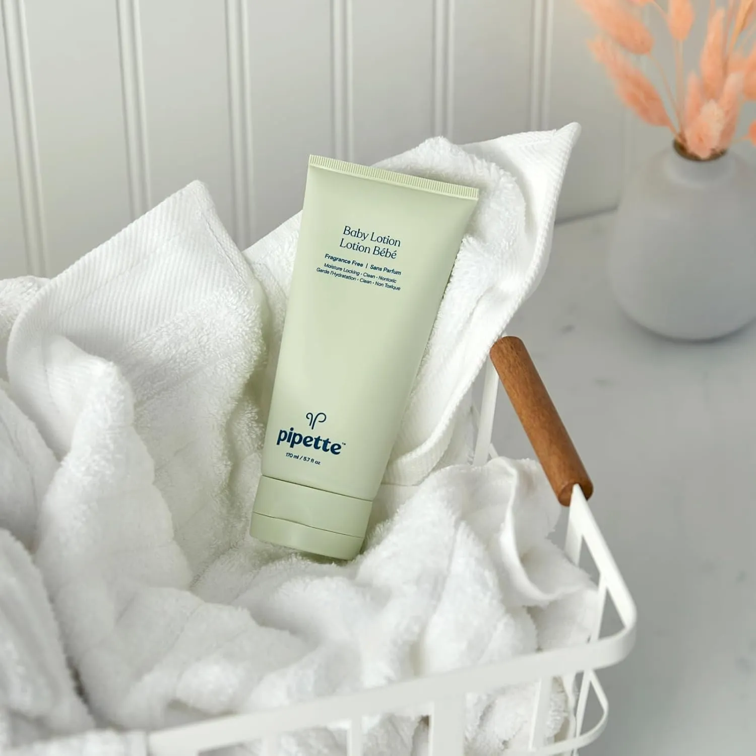 Pipette New & Improved Formula Baby Lotion, Hydration, Natural Moisture of Baby's Delicate Skin, Renewable Plant-Derived Squalane, Fragrance-Free Lotion, 6 fl. oz (3000991)