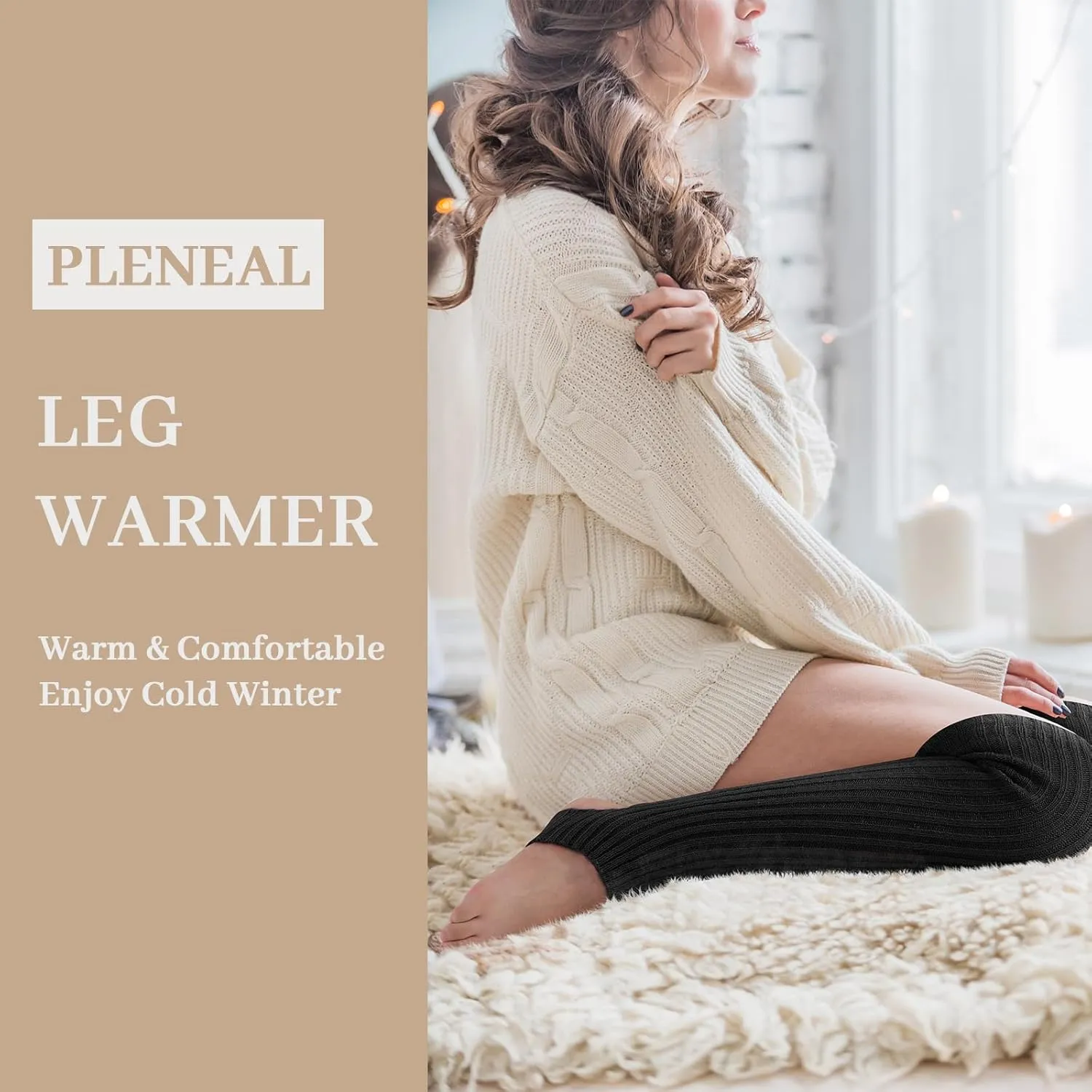 Pleneal Leg Warmers for Women - Fashion Warm Ribbed Knit Leg Warmers 80s Accessories for Party Sports Yoga Dance