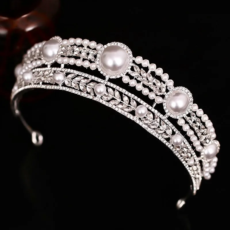 "Dolores" - Pearl and Crystal Bridal Tiara - Available in Yellow Gold and Silver