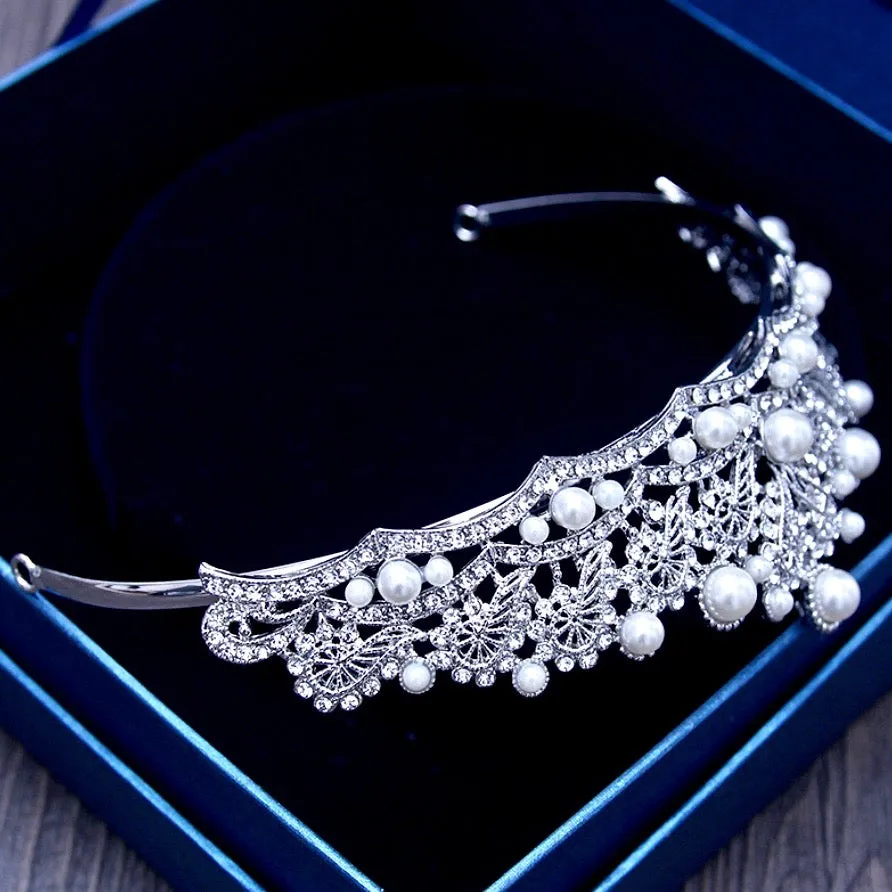 "Georgiana" - Wedding Pearl and Crystal Tiara