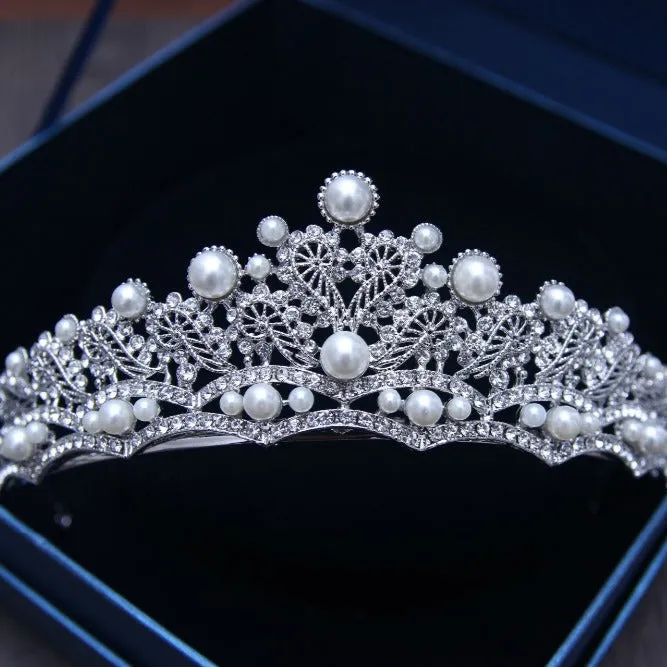 "Georgiana" - Wedding Pearl and Crystal Tiara