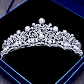 "Georgiana" - Wedding Pearl and Crystal Tiara