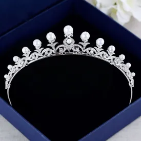 "Nadine" - Wedding Pearl and Cubic Zirconia Tiara