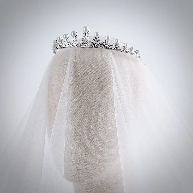 "Nadine" - Wedding Pearl and Cubic Zirconia Tiara