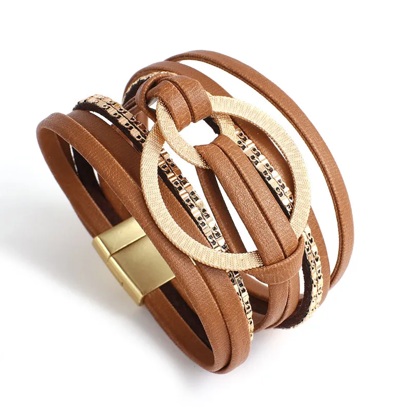 Round Buckle Multi-layer Boho Bracelets