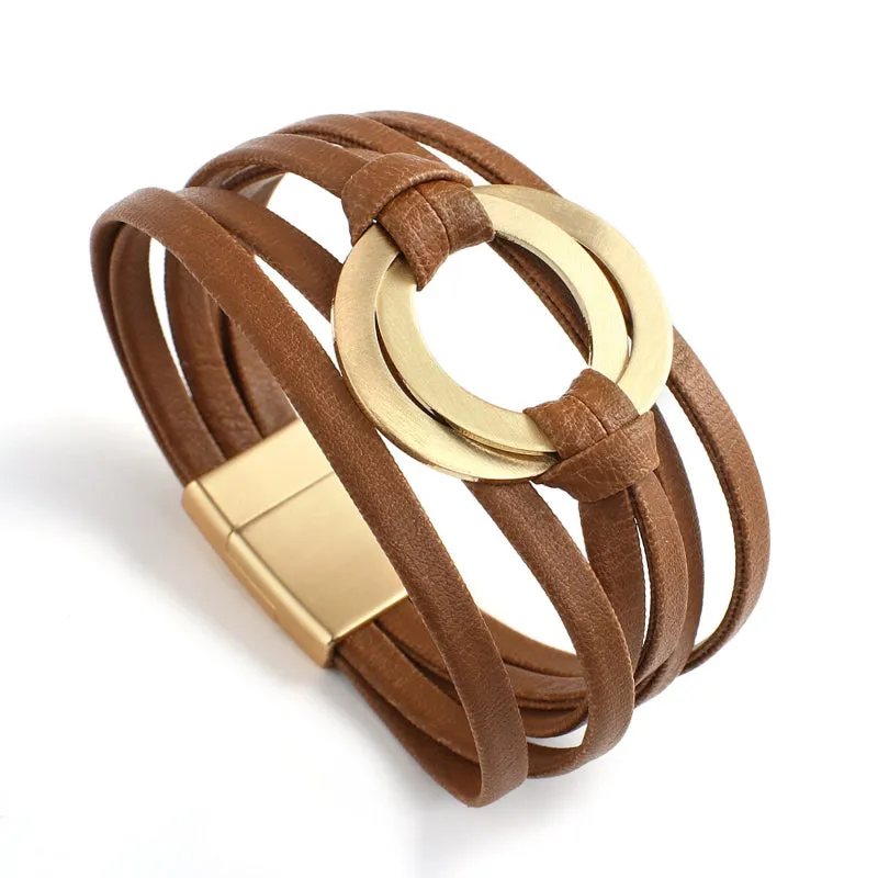 Round Buckle Multi-layer Boho Bracelets