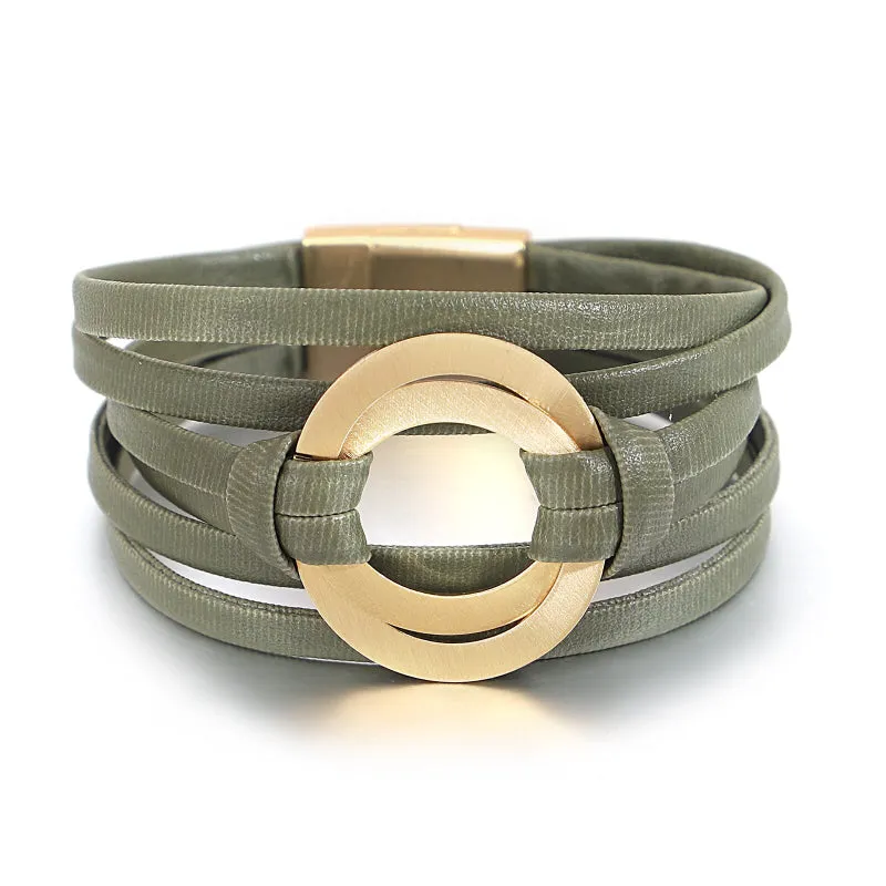Round Buckle Multi-layer Boho Bracelets