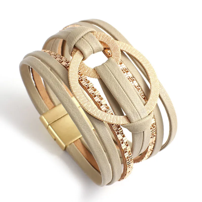 Round Buckle Multi-layer Boho Bracelets