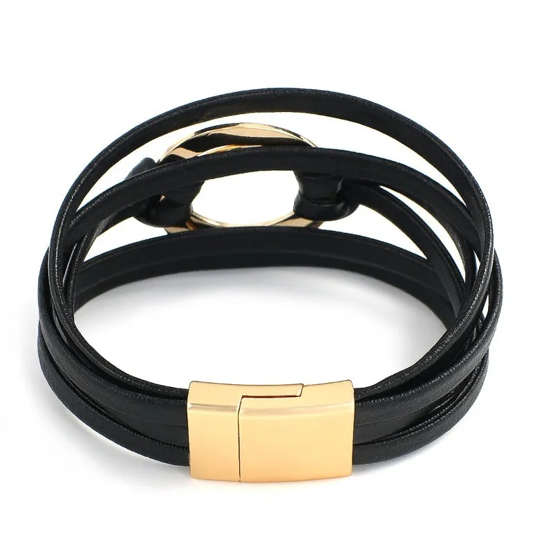 Round Buckle Multi-layer Boho Bracelets