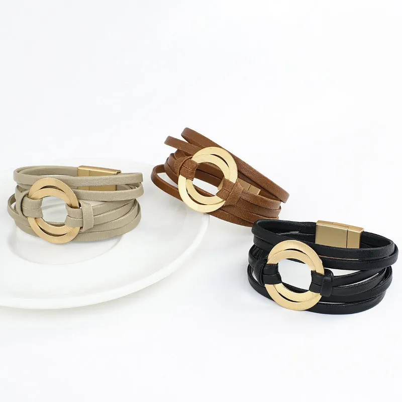 Round Buckle Multi-layer Boho Bracelets