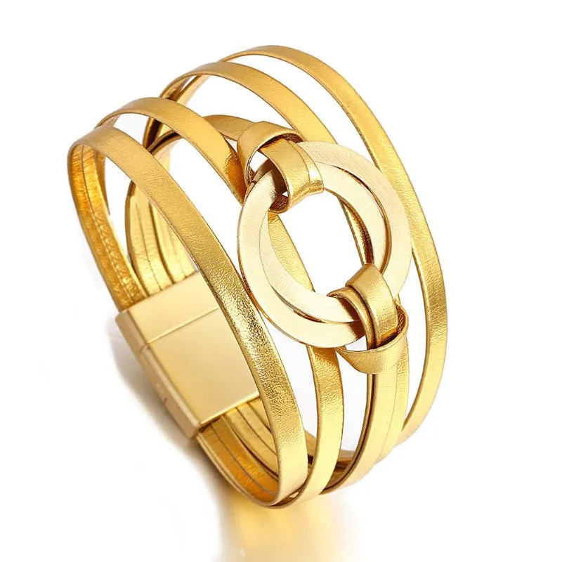 Round Buckle Multi-layer Boho Bracelets