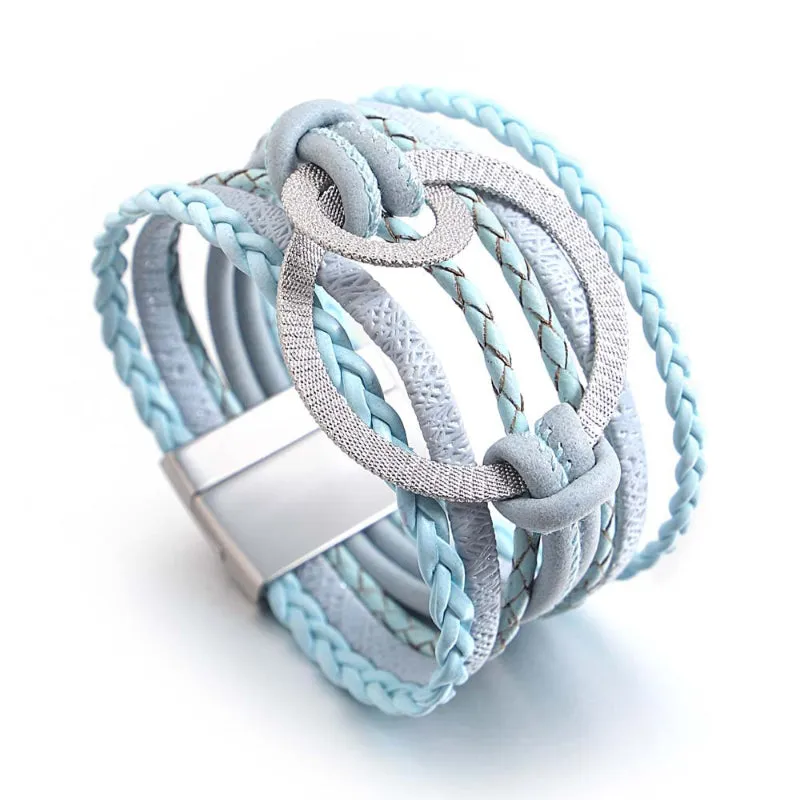 Round Buckle Multi-layer Boho Bracelets