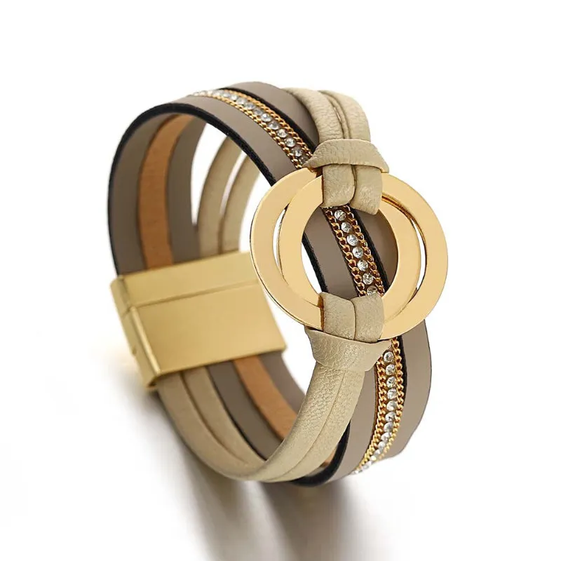 Round Buckle Multi-layer Boho Bracelets