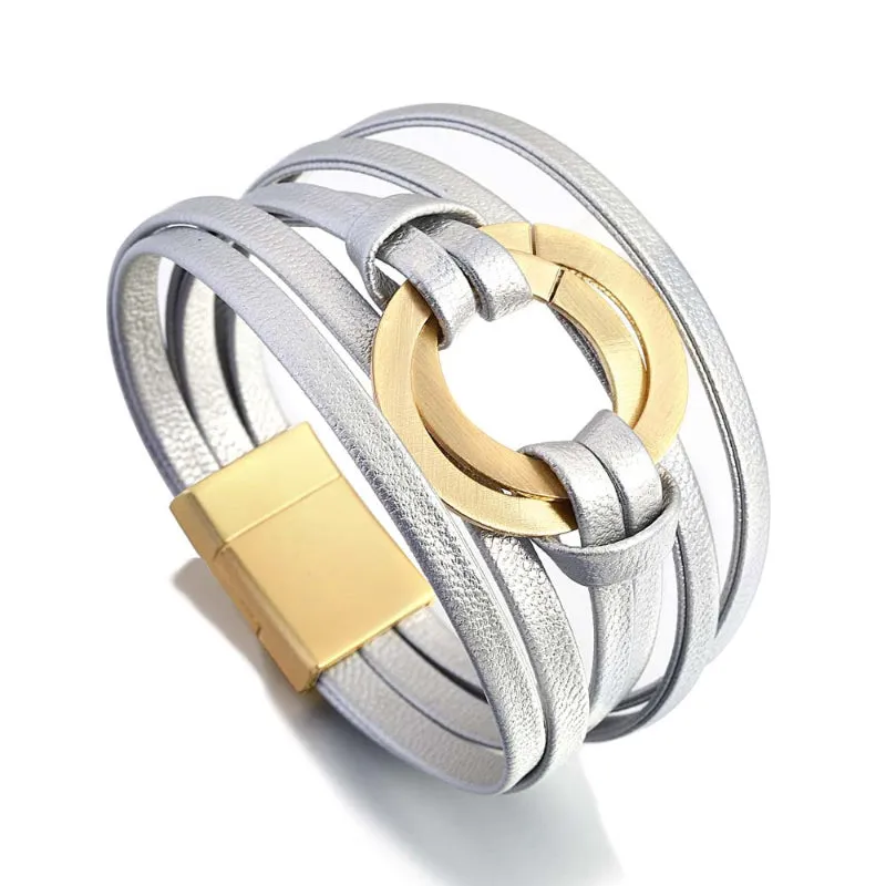 Round Buckle Multi-layer Boho Bracelets