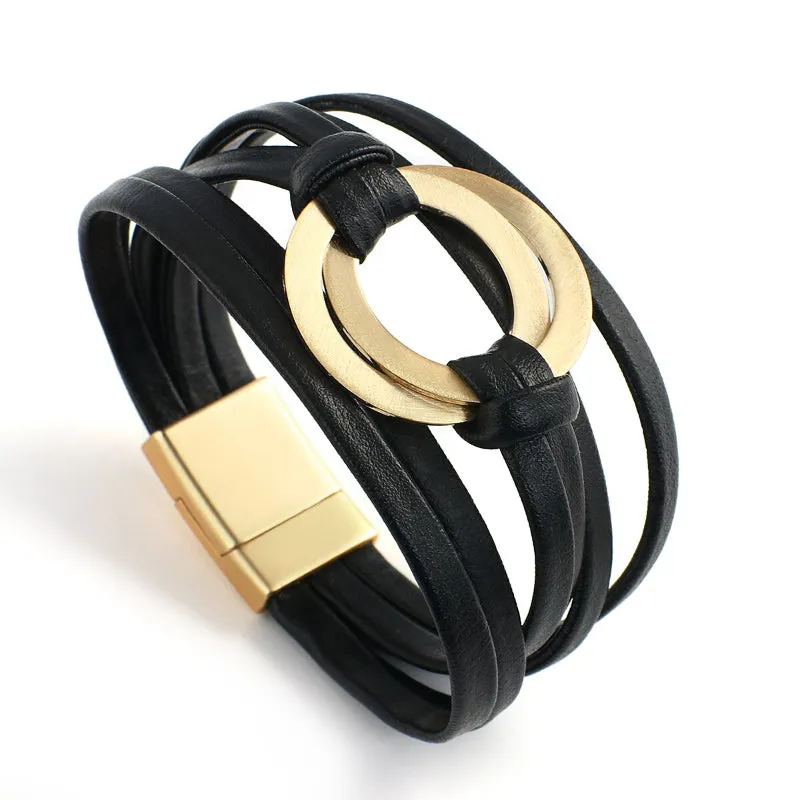 Round Buckle Multi-layer Boho Bracelets