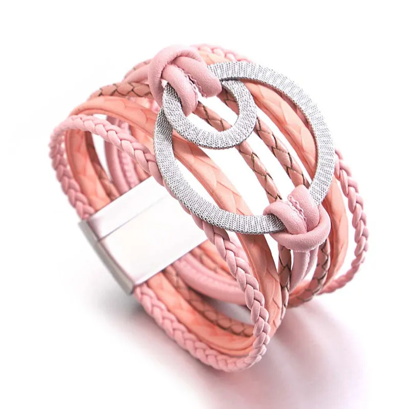 Round Buckle Multi-layer Boho Bracelets