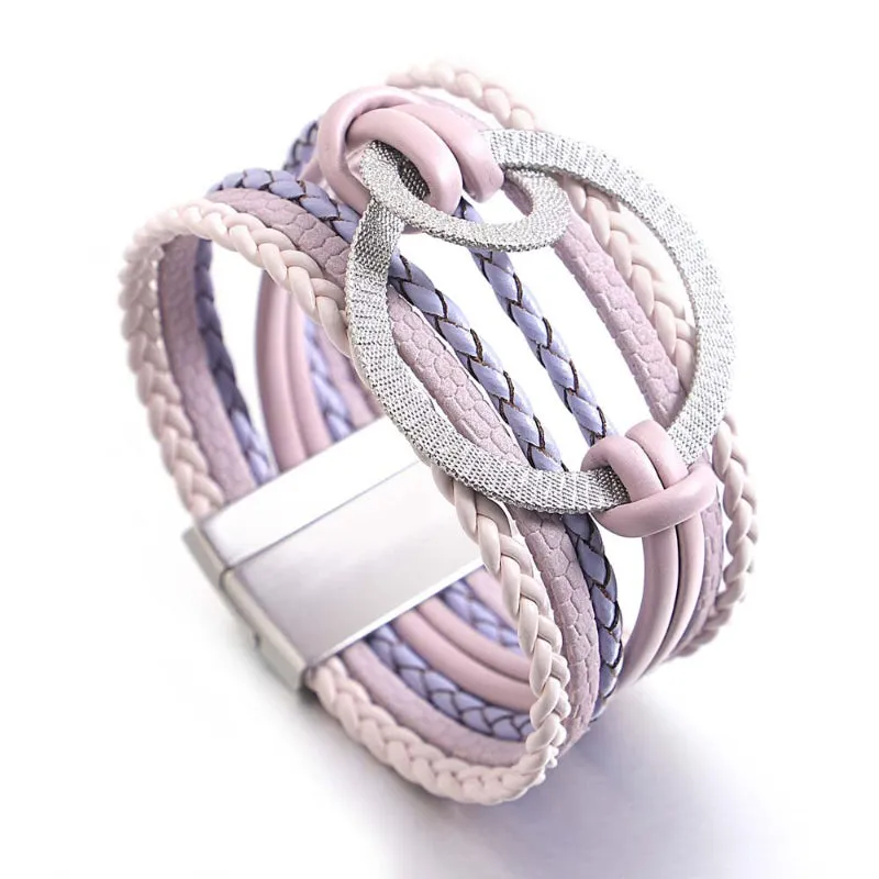 Round Buckle Multi-layer Boho Bracelets