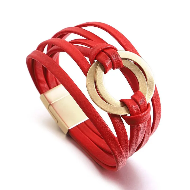 Round Buckle Multi-layer Boho Bracelets