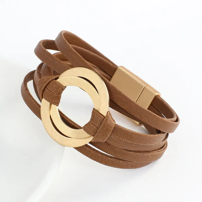 Round Buckle Multi-layer Boho Bracelets