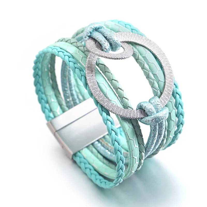 Round Buckle Multi-layer Boho Bracelets