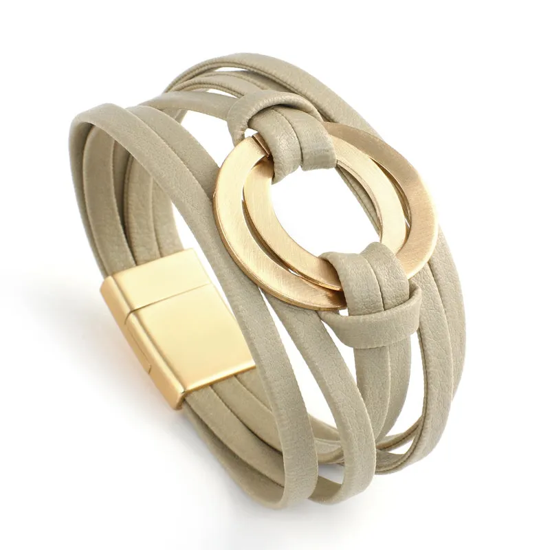 Round Buckle Multi-layer Boho Bracelets
