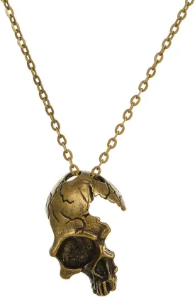 Rrdaily Punk Gothic Skull Necklace Broken Damaged Half Face Skull Pendant Necklace with Chain for Men Women Retro Jewelry Gifts