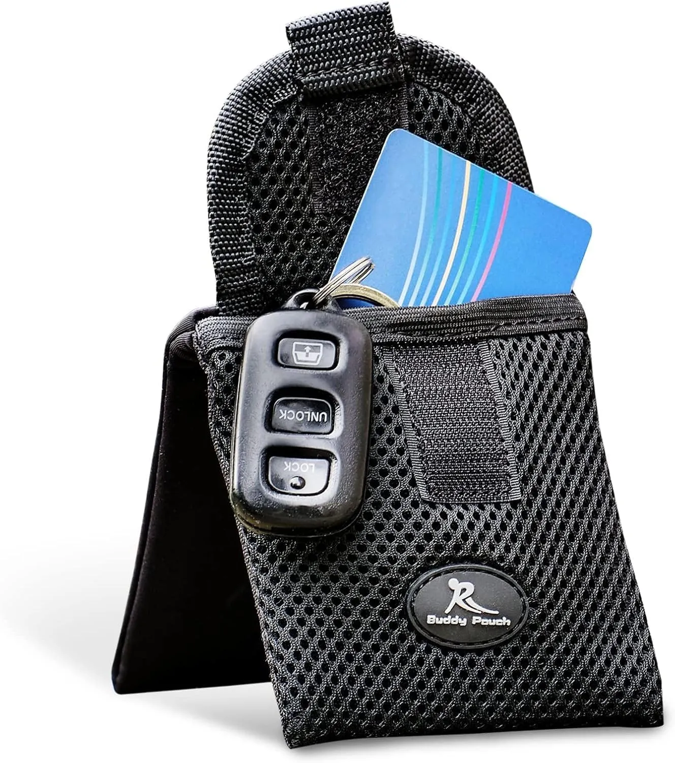 Running Buddy Magnetic Buddy Pouch - Mini | Beltless, Chafe & Bounce Free | Water-Resistant & Magnetic Closure | For Running, Walking, Traveling & More | For Men & Women| 3-3/4 Long x 4 Wide | Black
