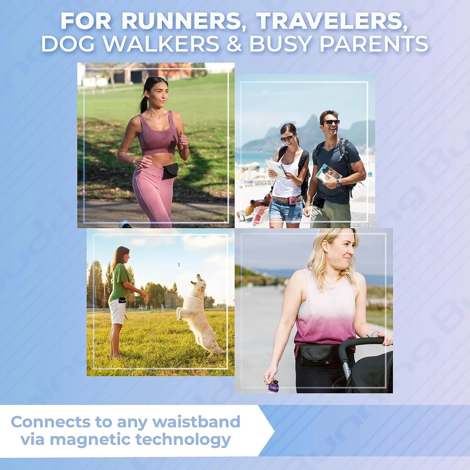 Running Buddy Magnetic Buddy Pouch - Mini | Beltless, Chafe & Bounce Free | Water-Resistant & Magnetic Closure | For Running, Walking, Traveling & More | For Men & Women| 3-3/4 Long x 4 Wide | Black