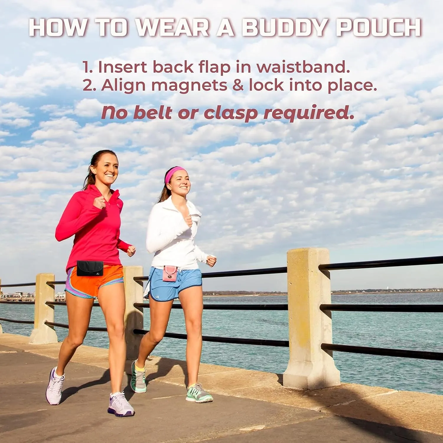 Running Buddy Magnetic Buddy Pouch - Mini | Beltless, Chafe & Bounce Free | Water-Resistant & Magnetic Closure | For Running, Walking, Traveling & More | For Men & Women| 3-3/4 Long x 4 Wide | Black