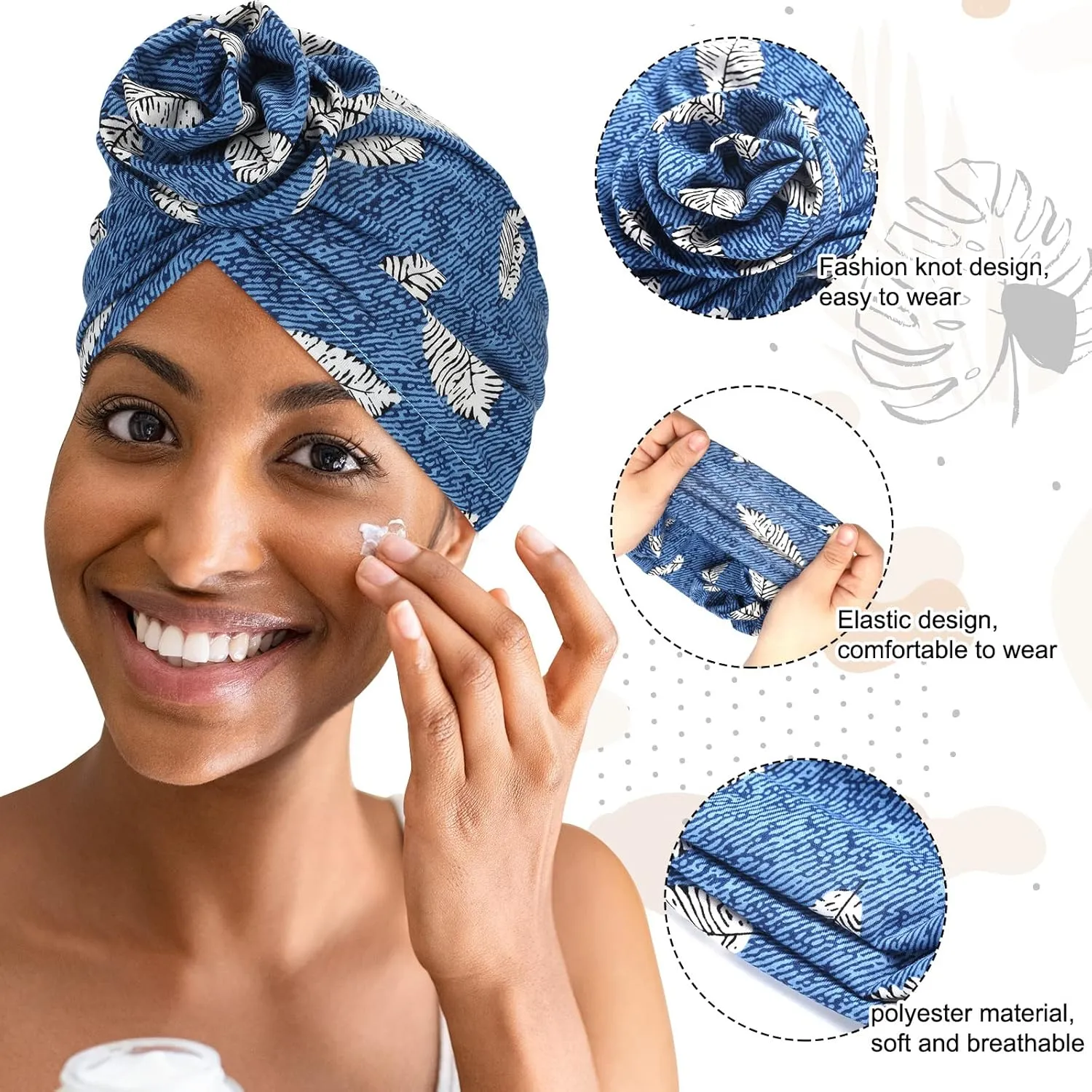 SATINIOR 6 Pieces Women Turbans African Pattern Knot Headwrap Pretied Bonnet for Women Girls