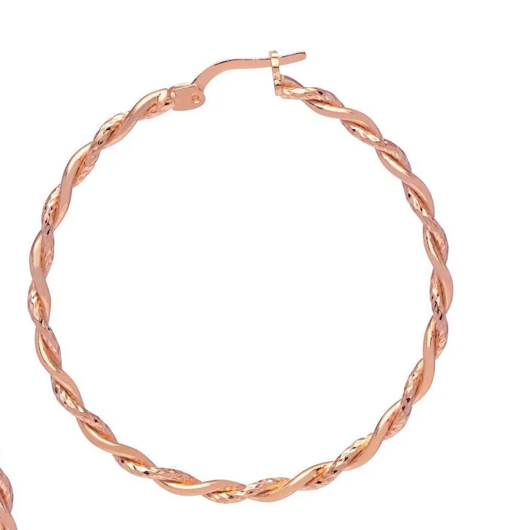 Siena Sparkle Twist Hoop Earrings - Rose Gold