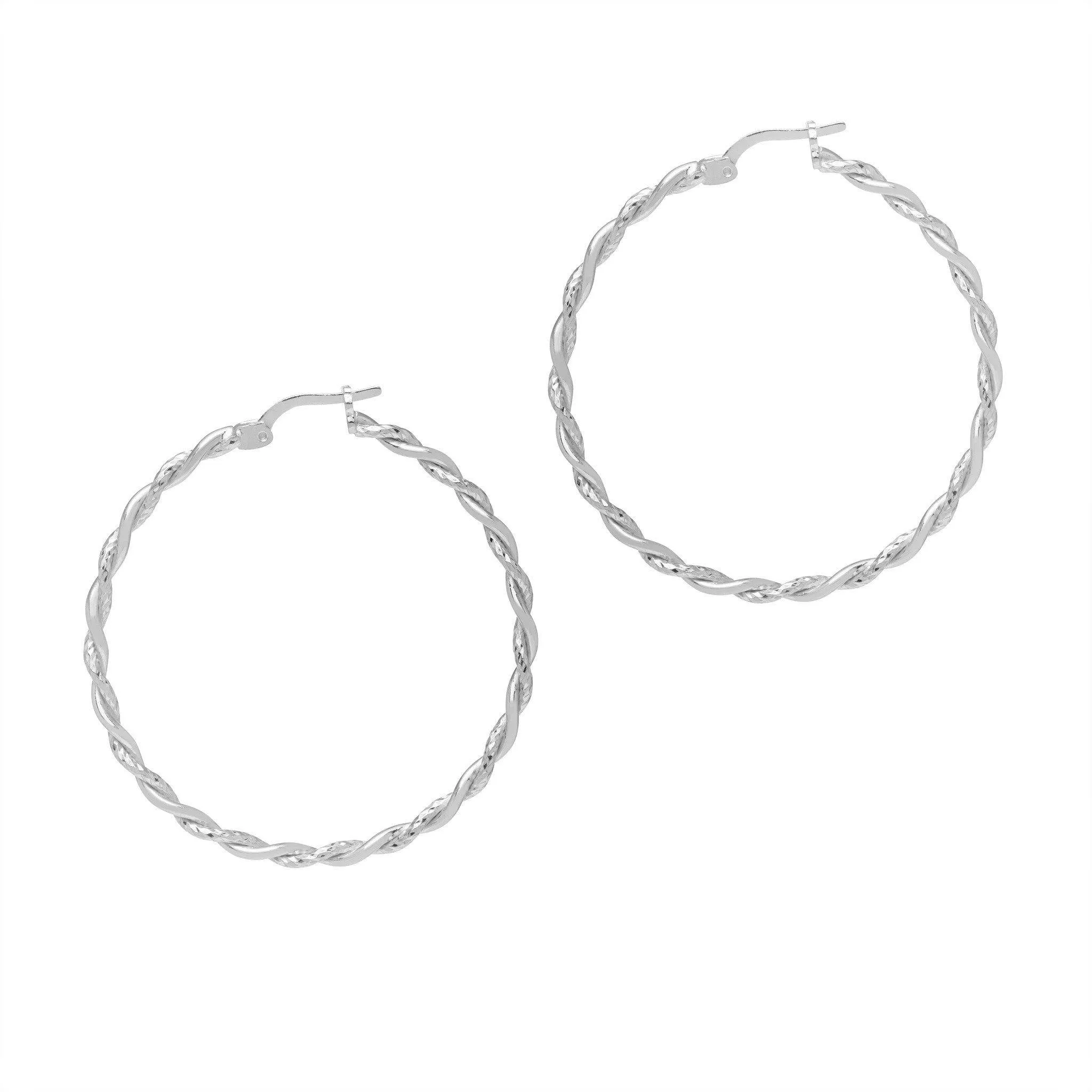 Siena Sparkle Twist Hoop Earrings - Rose Gold