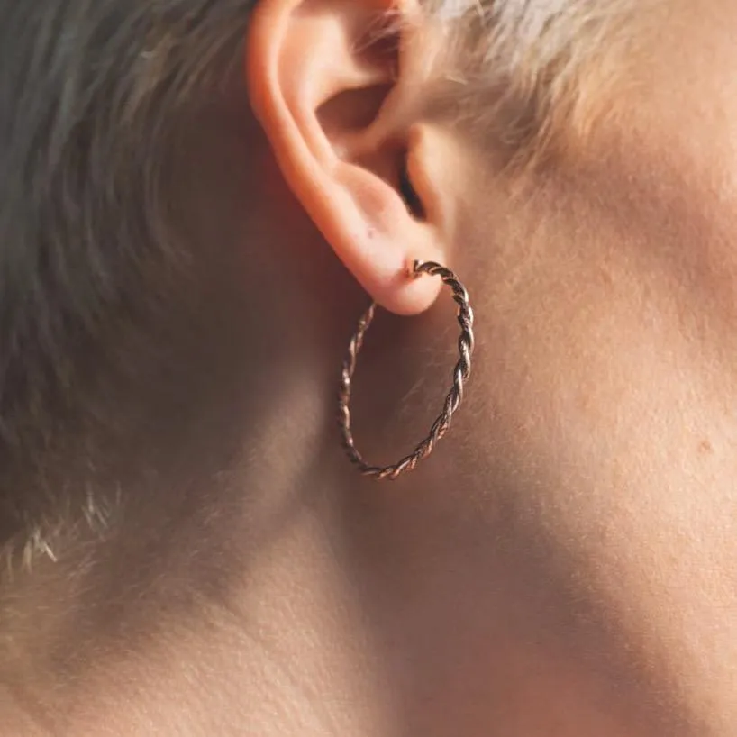 Siena Sparkle Twist Hoop Earrings - Rose Gold