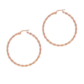 Siena Sparkle Twist Hoop Earrings - Rose Gold