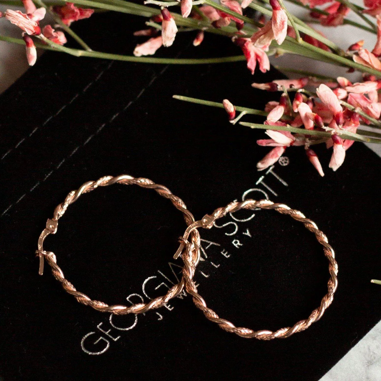 Siena Sparkle Twist Hoop Earrings - Rose Gold