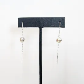 Skull Pearl Threader Earrings - Choose Your Metal